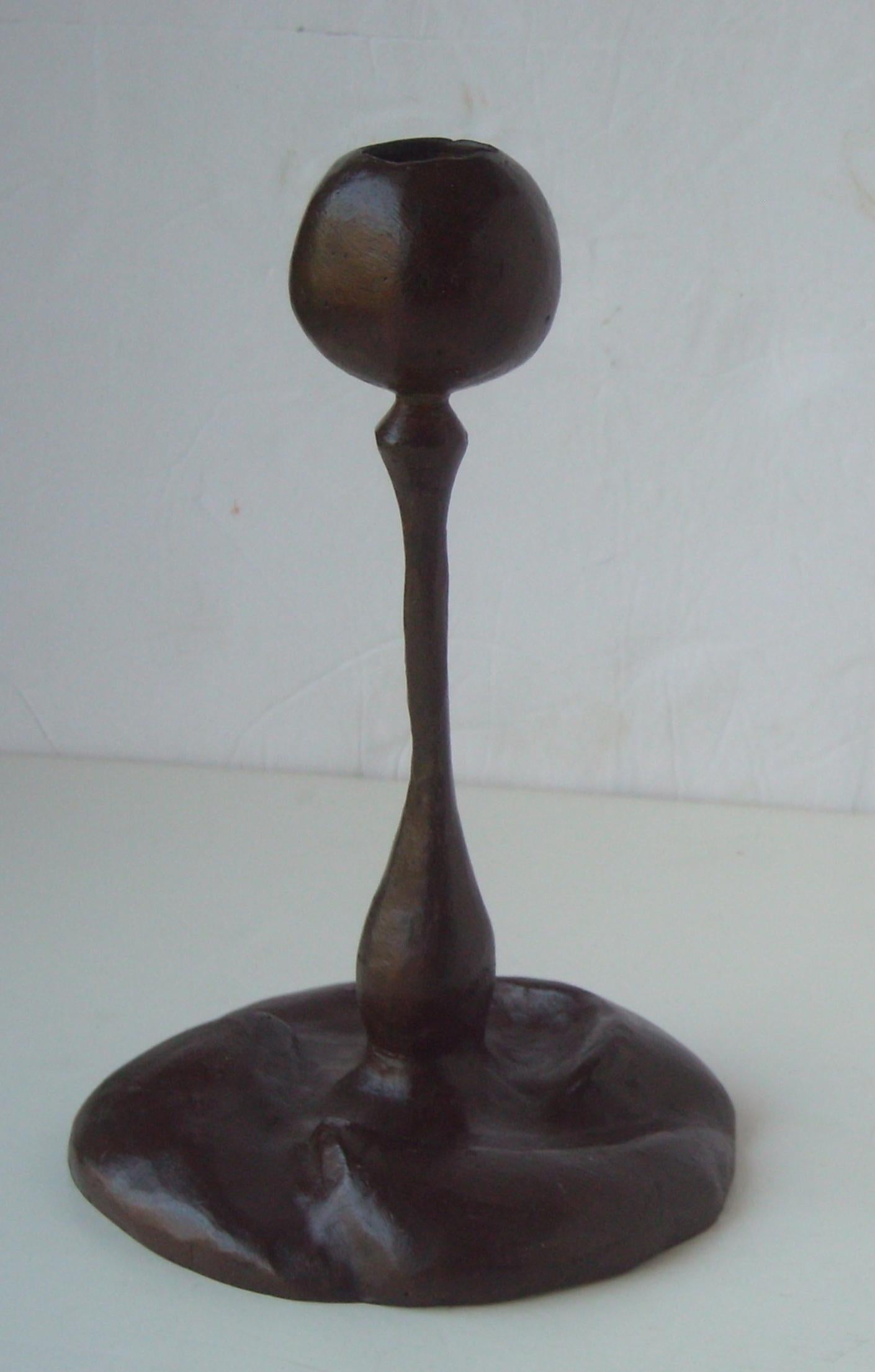 French Gene Summers 2B/ 6 Candlestick, Sculpture Bronze, with Brown Patina, Signed GRS