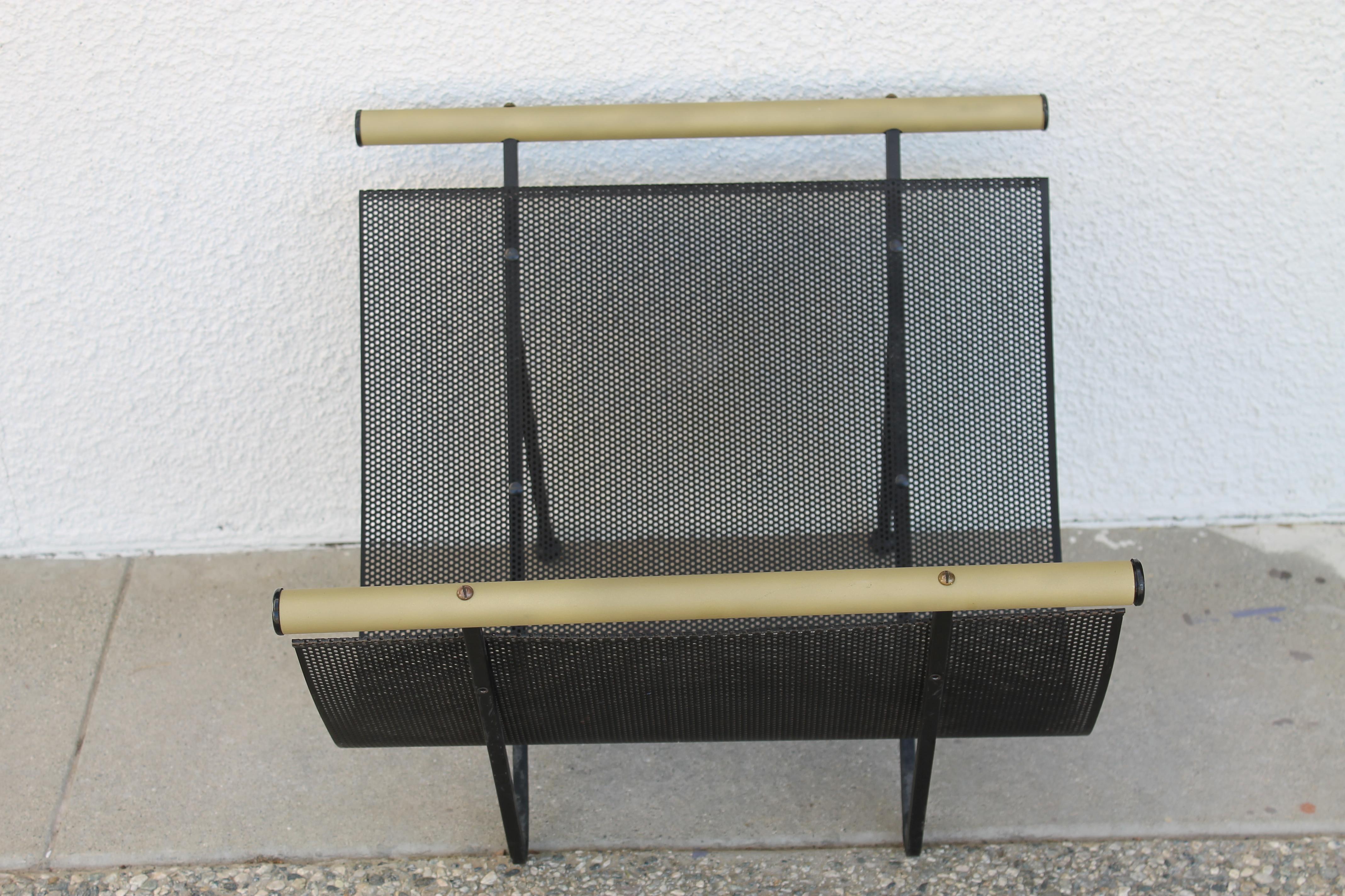 American Gene Tepper Magazine / Log Holder with Fireplace Tools For Sale