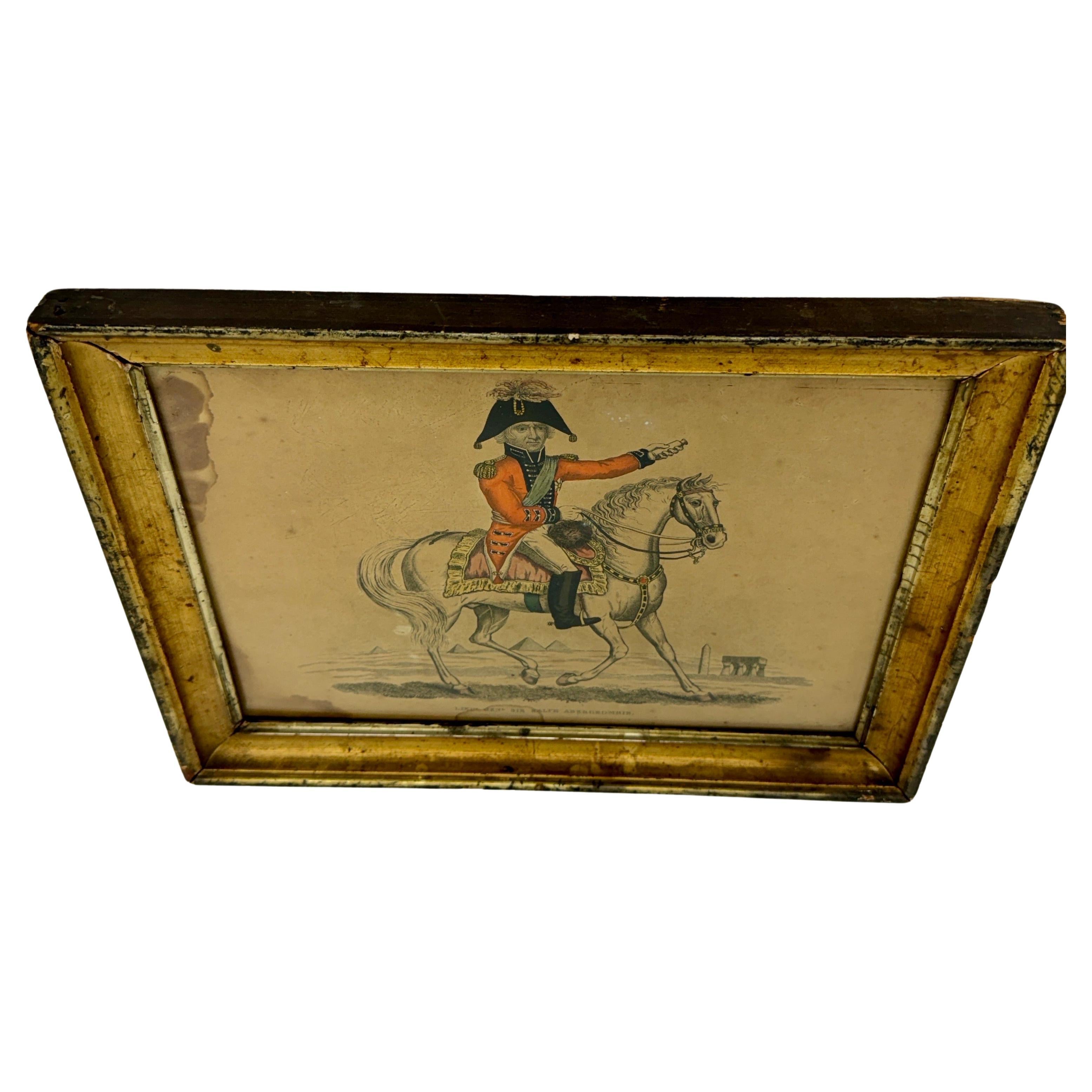 English General Abercrombie Gouache Print in Guitwood Pictureframe . For Sale