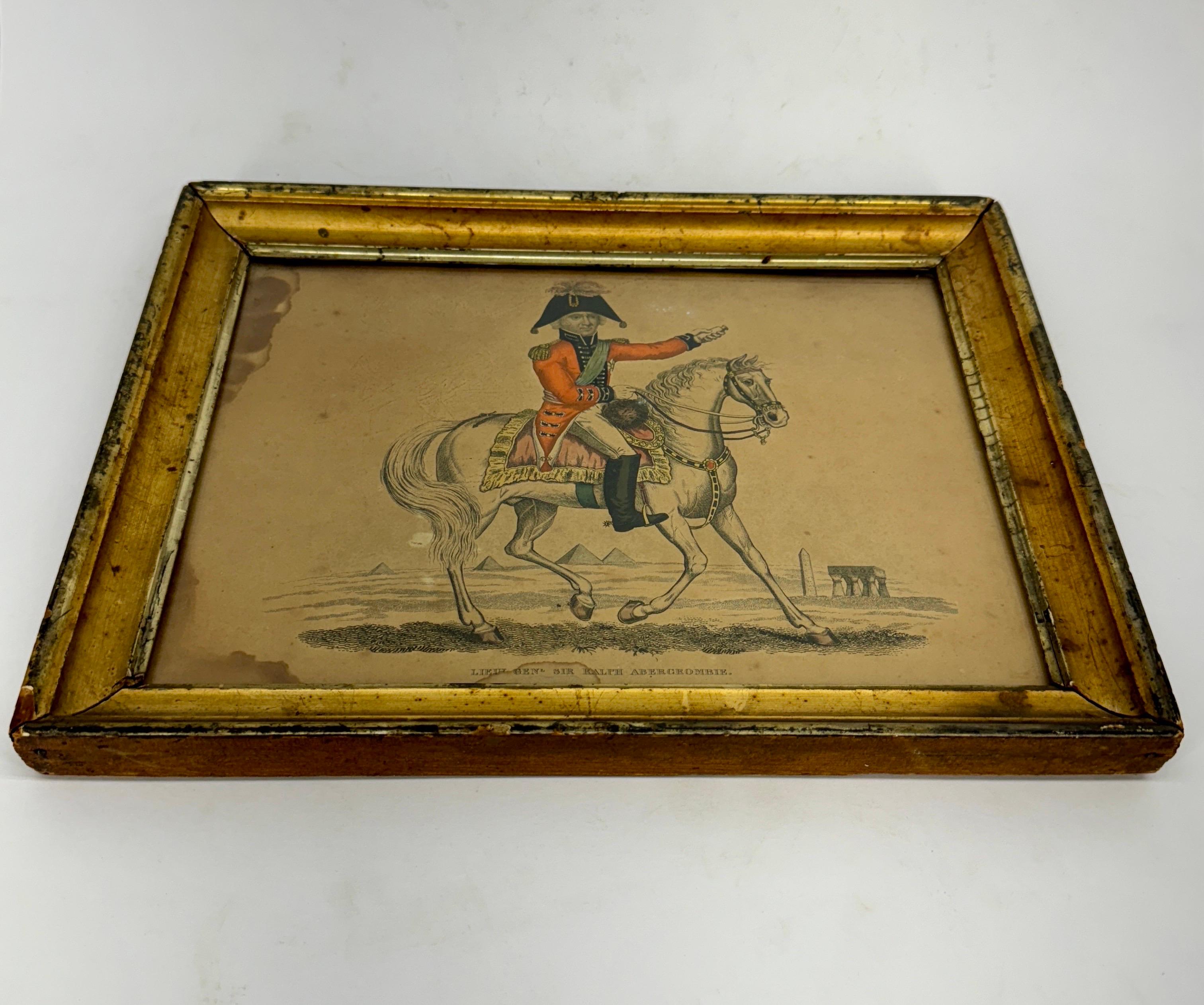 General Abercrombie Gouache Print in Guitwood Pictureframe . In Good Condition For Sale In Haddonfield, NJ