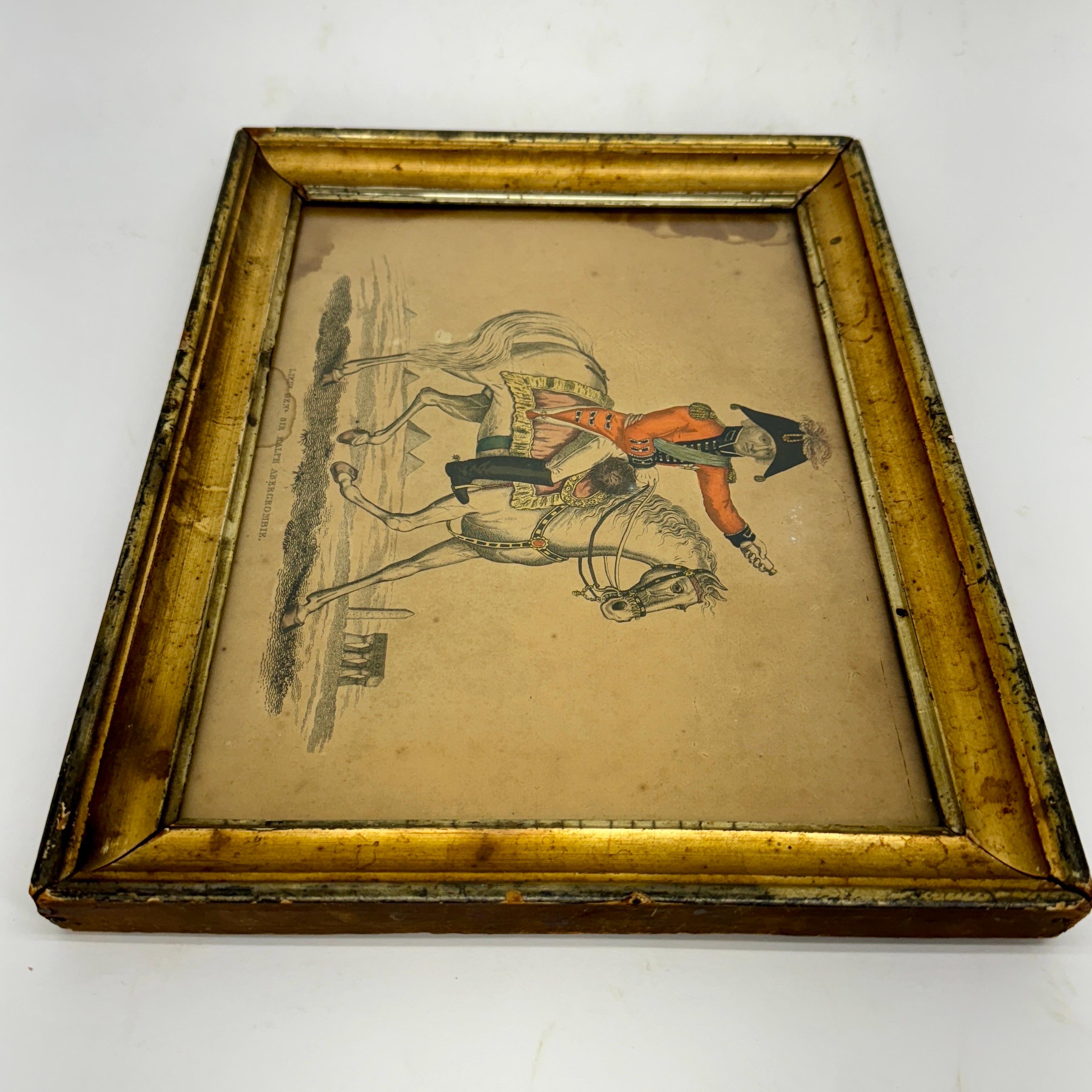 Giltwood General Abercrombie Gouache Print in Guitwood Pictureframe . For Sale