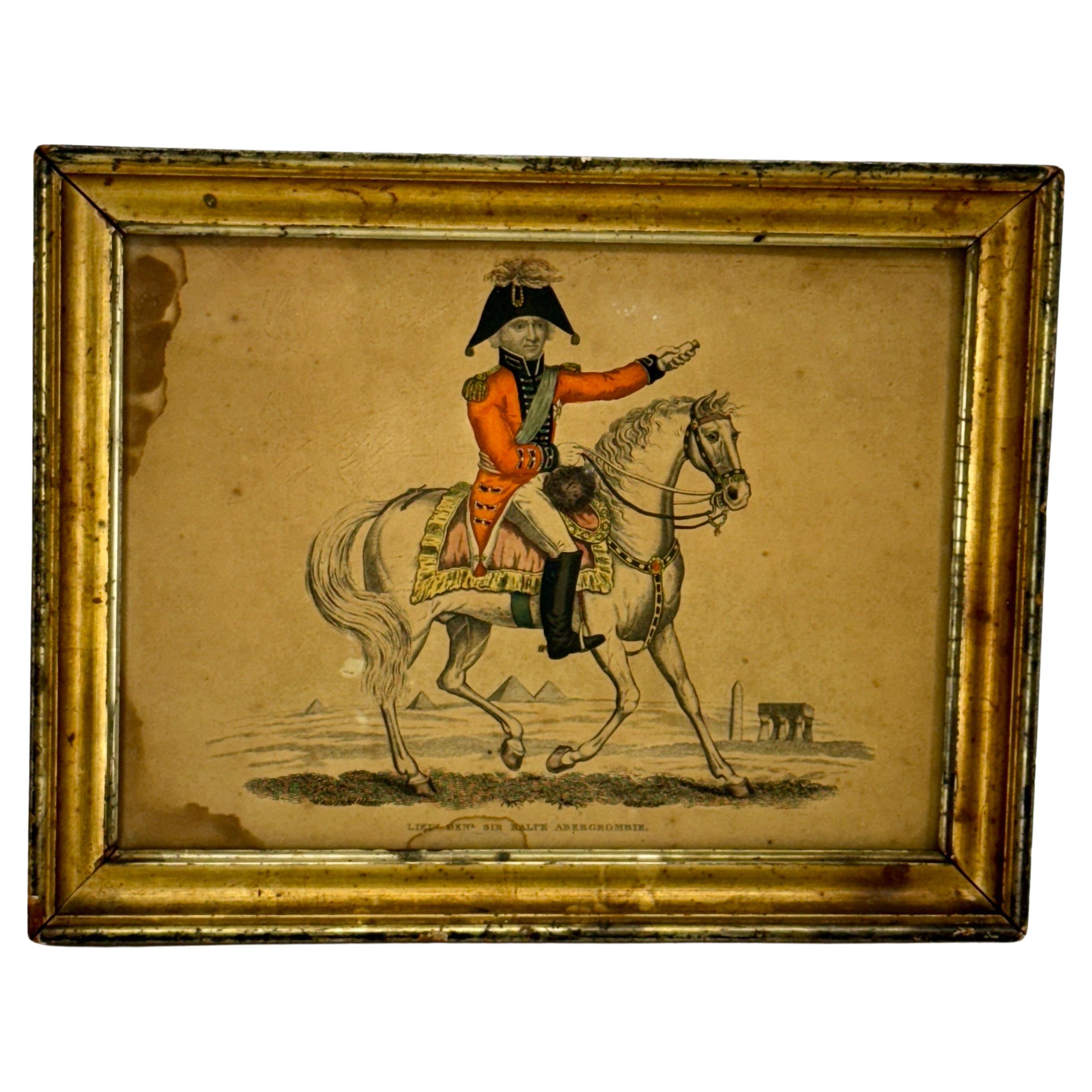 General Abercrombie Gouache Print in Guitwood Pictureframe . For Sale