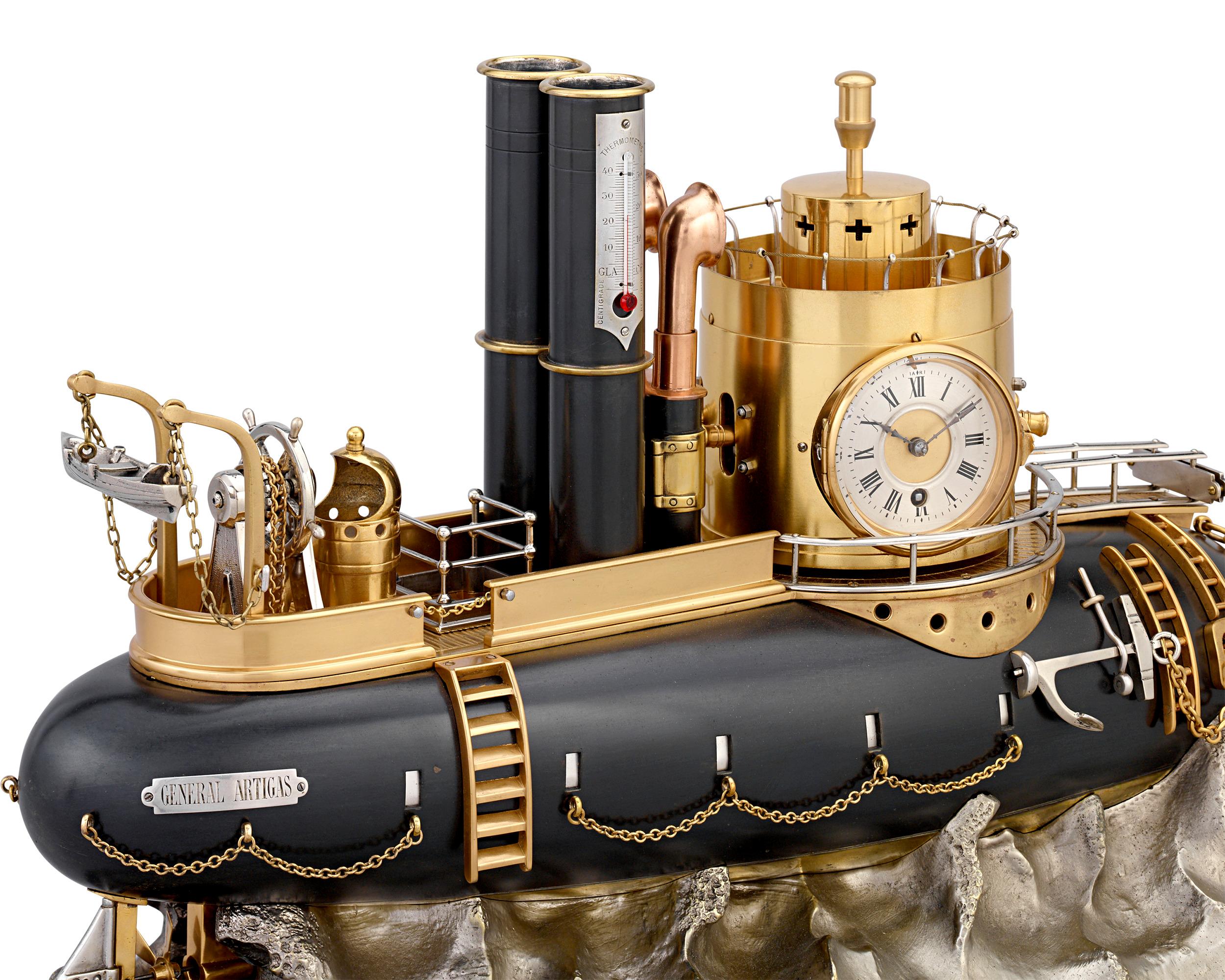 19th Century General Artigas Gunboat Industrial Clock