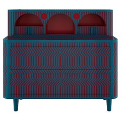 General Berry Study Desk Writing Table in Blue and Red by Matteo Cibic