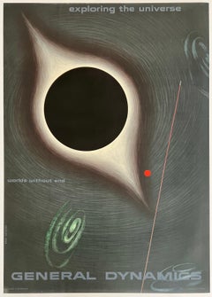 GENERAL DYNAMICS - À LA DÉCOUVERTE DE L'UNIVERS Affiche vintage originale au design graphique
