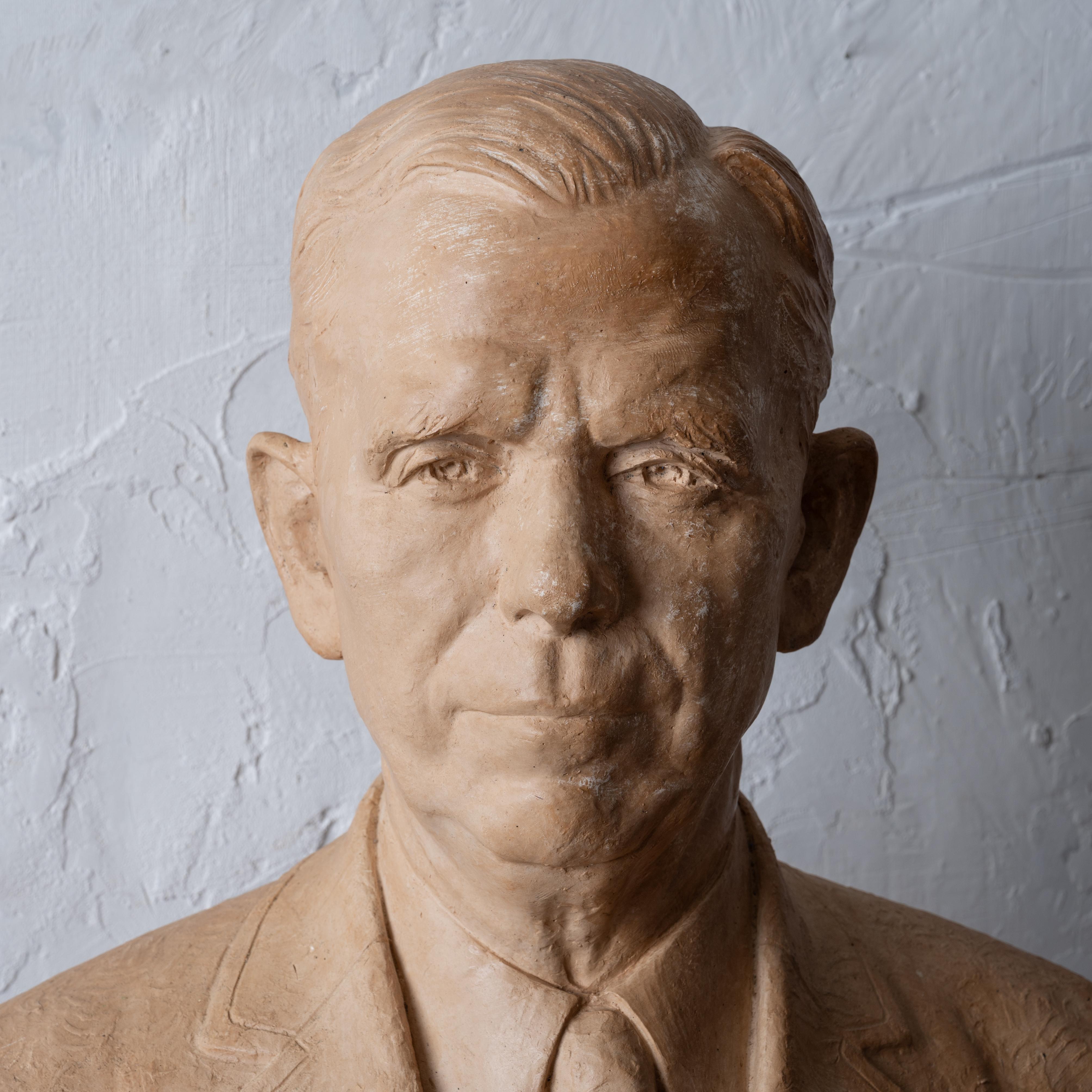 General George C. Marshall Plaster Bust by Rosario Russell Fiore For Sale 1