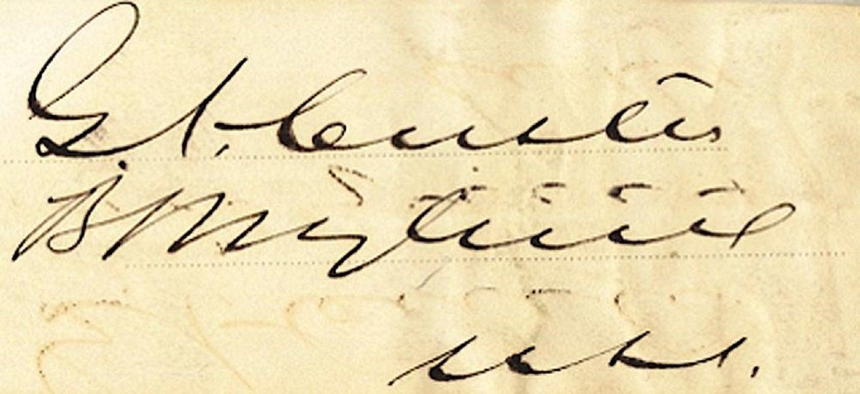 A superb historic signature from General George Custer

George Armstrong Custer (1839-1876) was a United States Army officer and cavalry commander in the American Civil War and the Indian Wars.

Today he is most remembered for leading his army