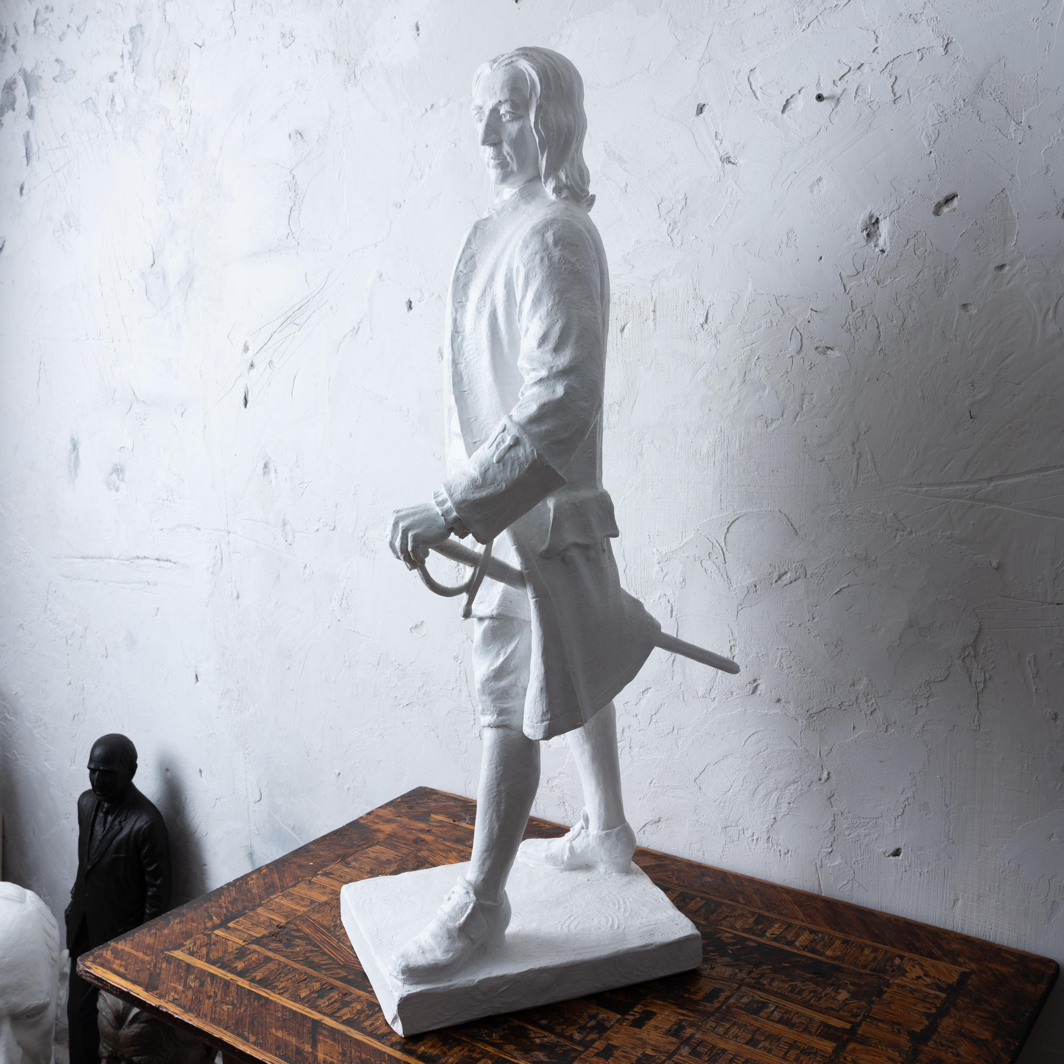 American Classical General James Oglethorpe Plaster Maquette by Rosario Russell Fiore For Sale