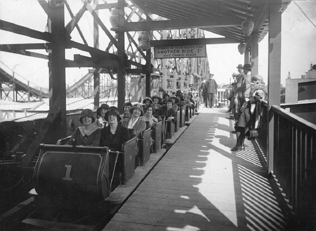 "Ride At The Fair" by General Photographic Agency

1924: The rollercoaster ride at the fair at Wembley exhibition, London.

Unframed
Paper Size: 12" x 16'' (inches)
Printed 2022 
Silver Gelatin Fibre Print