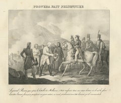 General Provera Surrenders after Millesimo, Antique Madou Lithograph, 1827