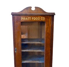General Store Pratt's Foods Oak Hanging Cabinet, circa 1900