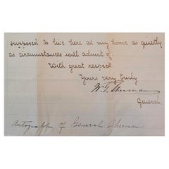 Autografo del generale William Tecumseh Sherman