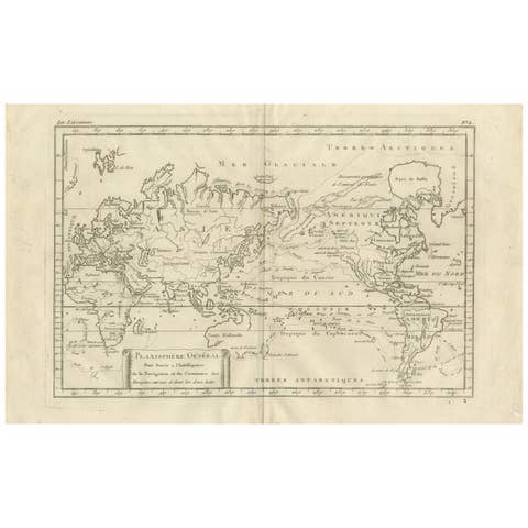 General World Planisphere for Navigation & Trade – Bonne c.1780