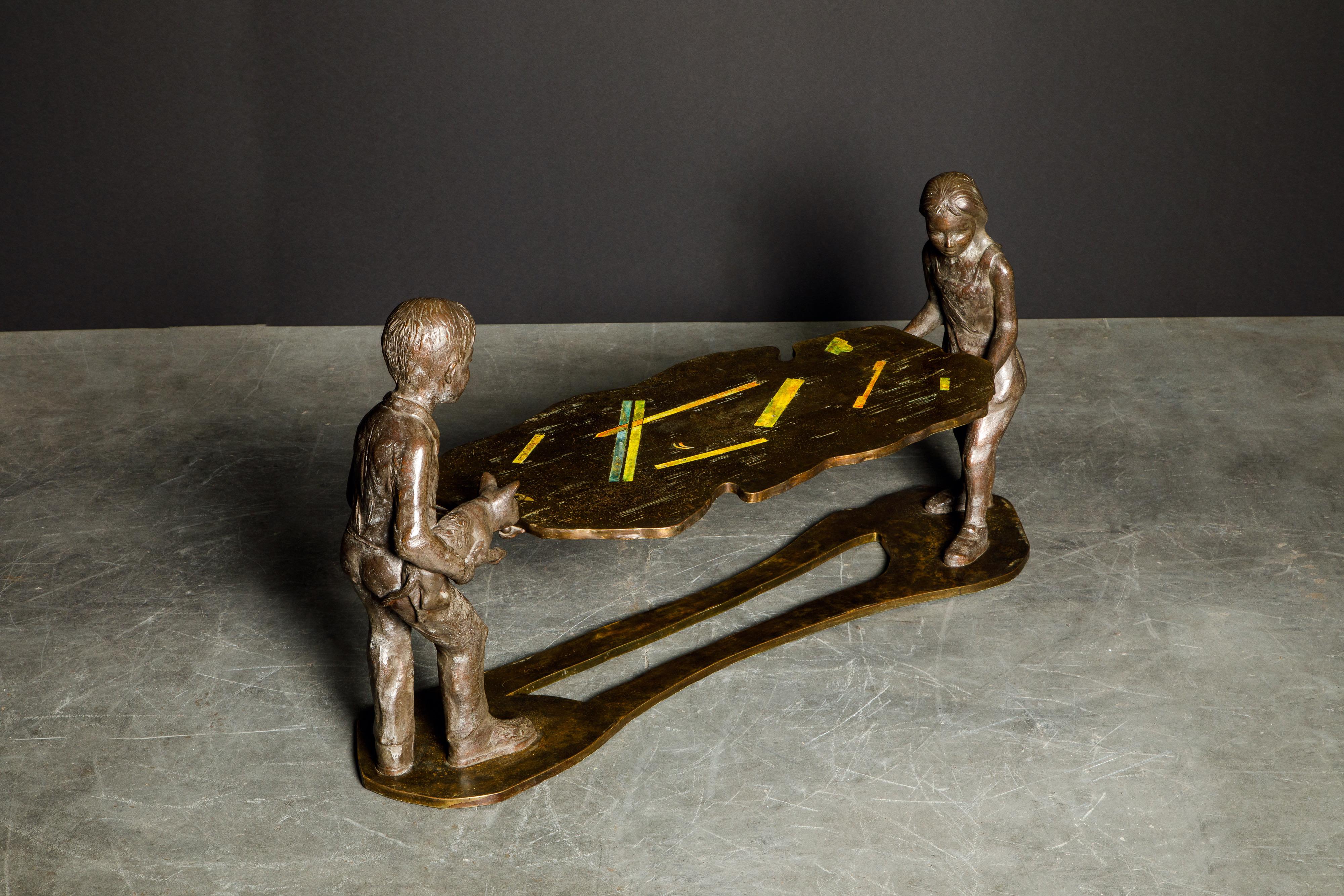 Américain Table sculpture en bronze 'Generation' de Philip et Kelvin LaVerne, c. 1964 Signé en vente