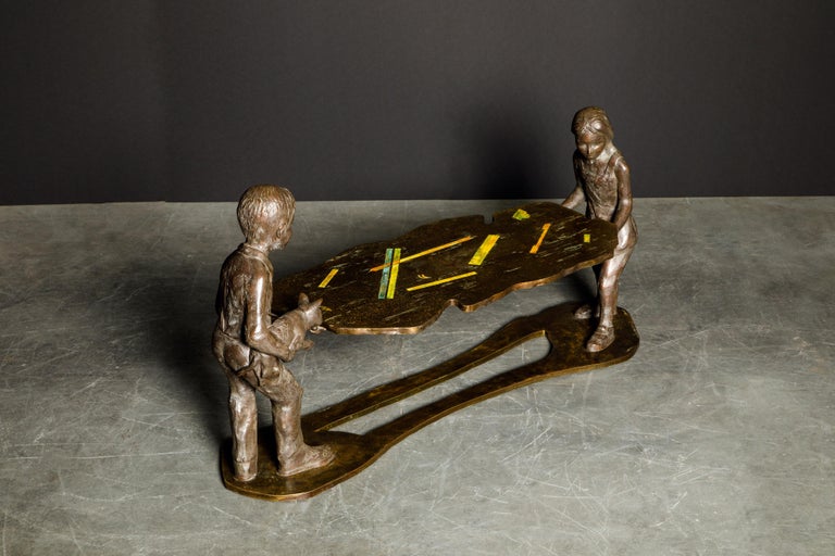 American 'Generation' Bronze Sculpture Table by Philip and Kelvin LaVerne, c. 1964 Signed For Sale