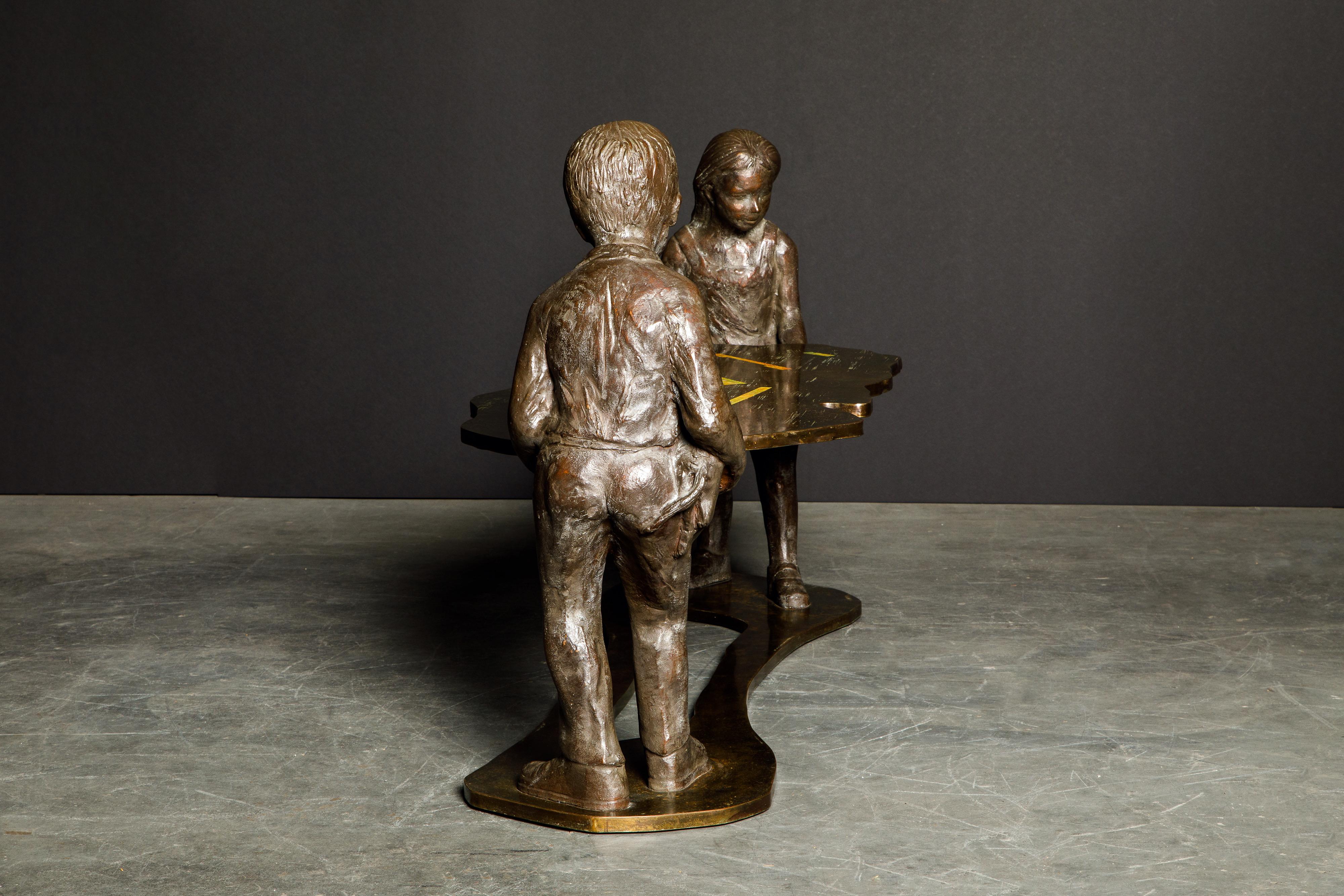 Hand-Crafted 'Generation' Bronze Sculpture Table by Philip and Kelvin LaVerne, c. 1964 Signed For Sale