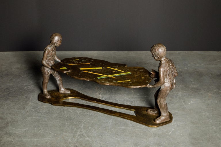 Mid-20th Century 'Generation' Bronze Sculpture Table by Philip and Kelvin LaVerne, c. 1964 Signed For Sale