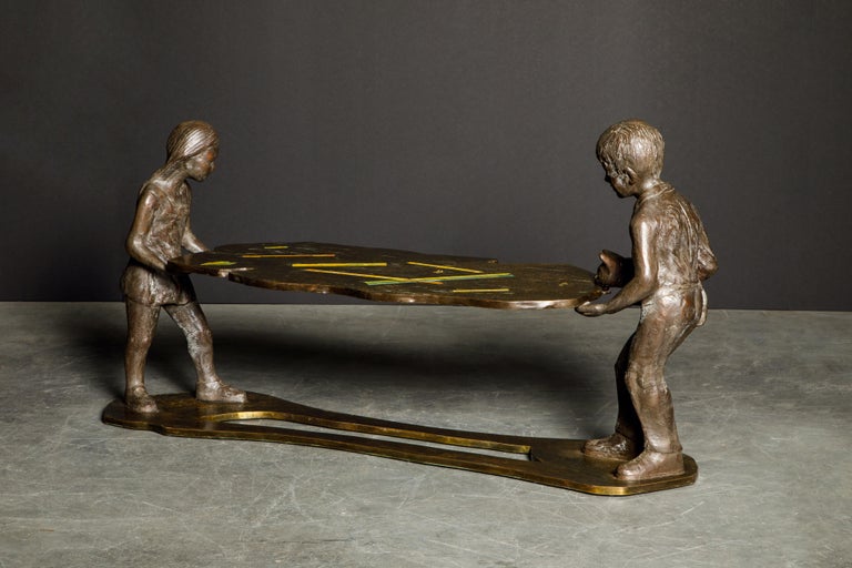 'Generation' Bronze Sculpture Table by Philip and Kelvin LaVerne, c. 1964 Signed For Sale 1