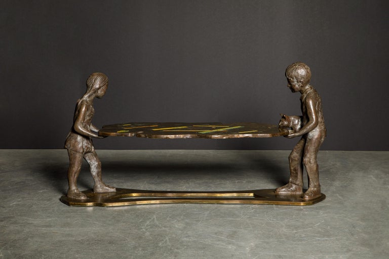 'Generation' Bronze Sculpture Table by Philip and Kelvin LaVerne, c. 1964 Signed For Sale 2