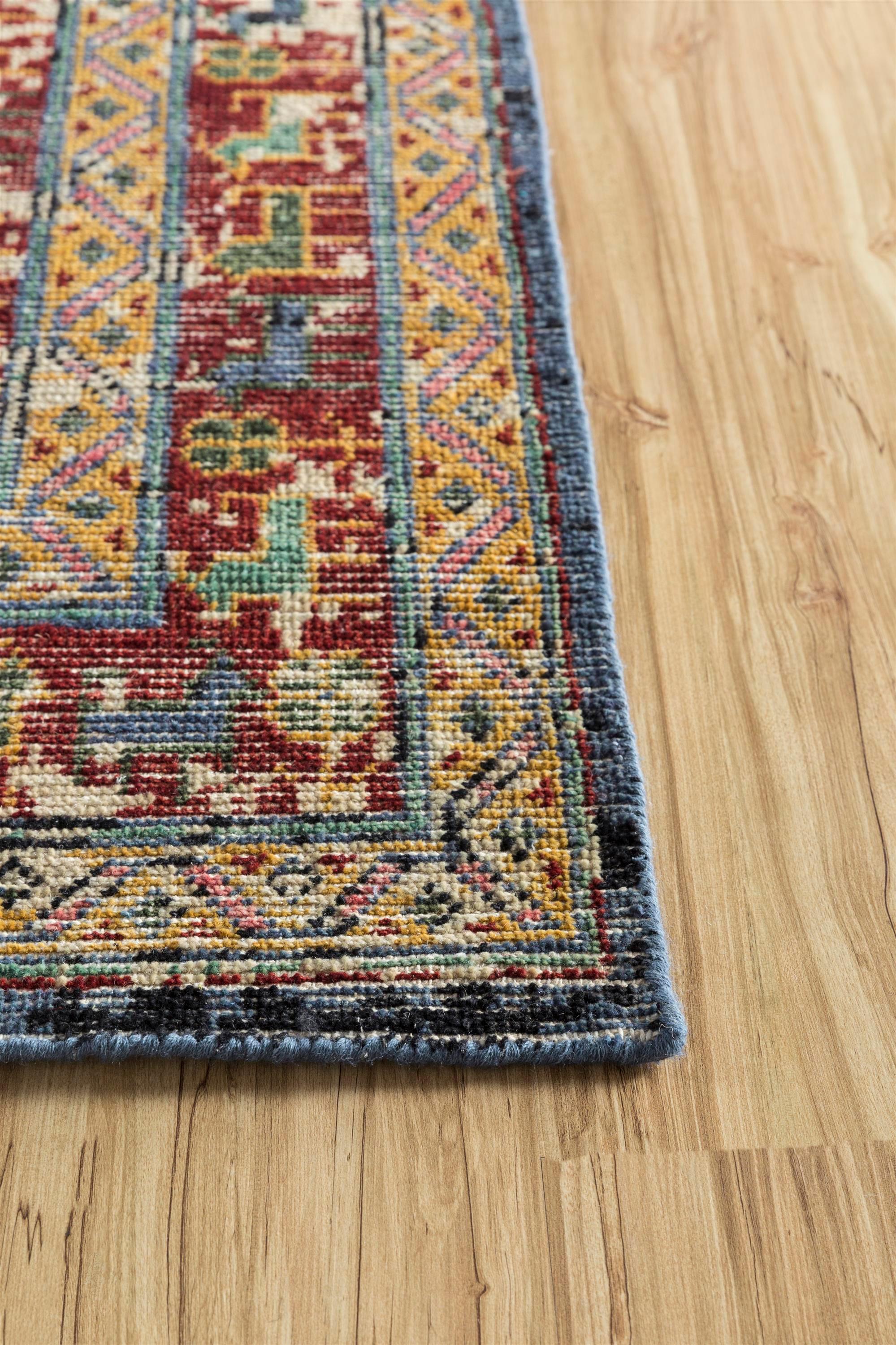 Tribal Generational Tapestry Italian Straw & Twilight Blue 270x360 cm Handknotted Rug For Sale