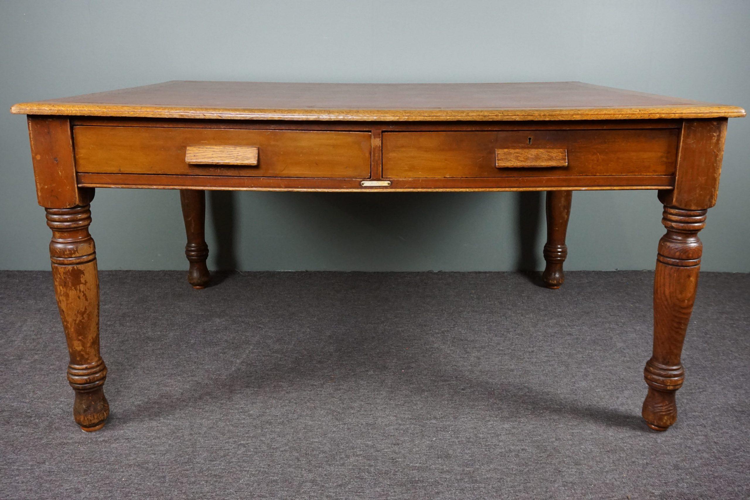 20th Century Generous antique English partner writing desk, Withy Grove Store, Manchester For Sale