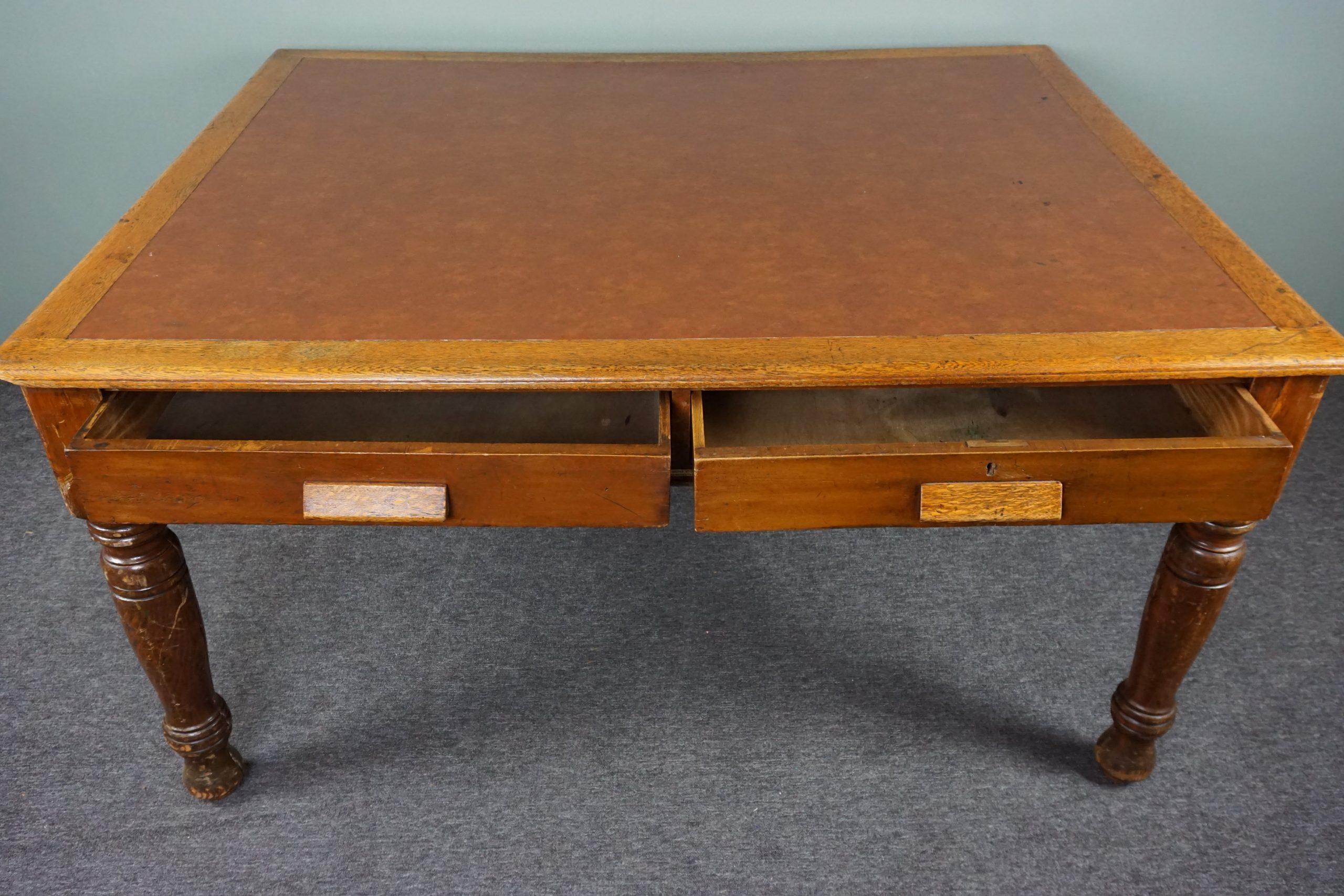 Wood Generous antique English partner writing desk, Withy Grove Store, Manchester For Sale