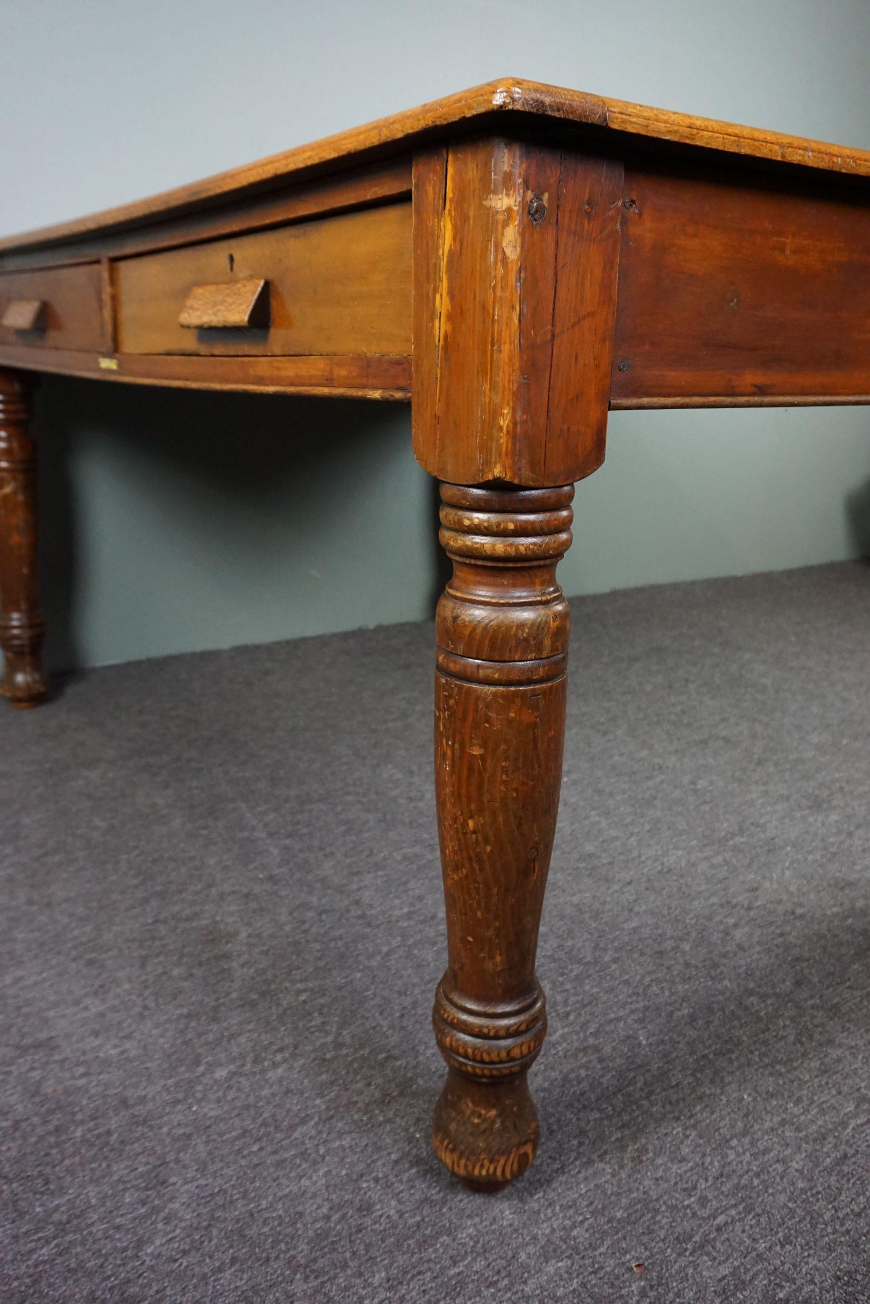 Generous antique English partner writing desk, Withy Grove Store, Manchester For Sale 1