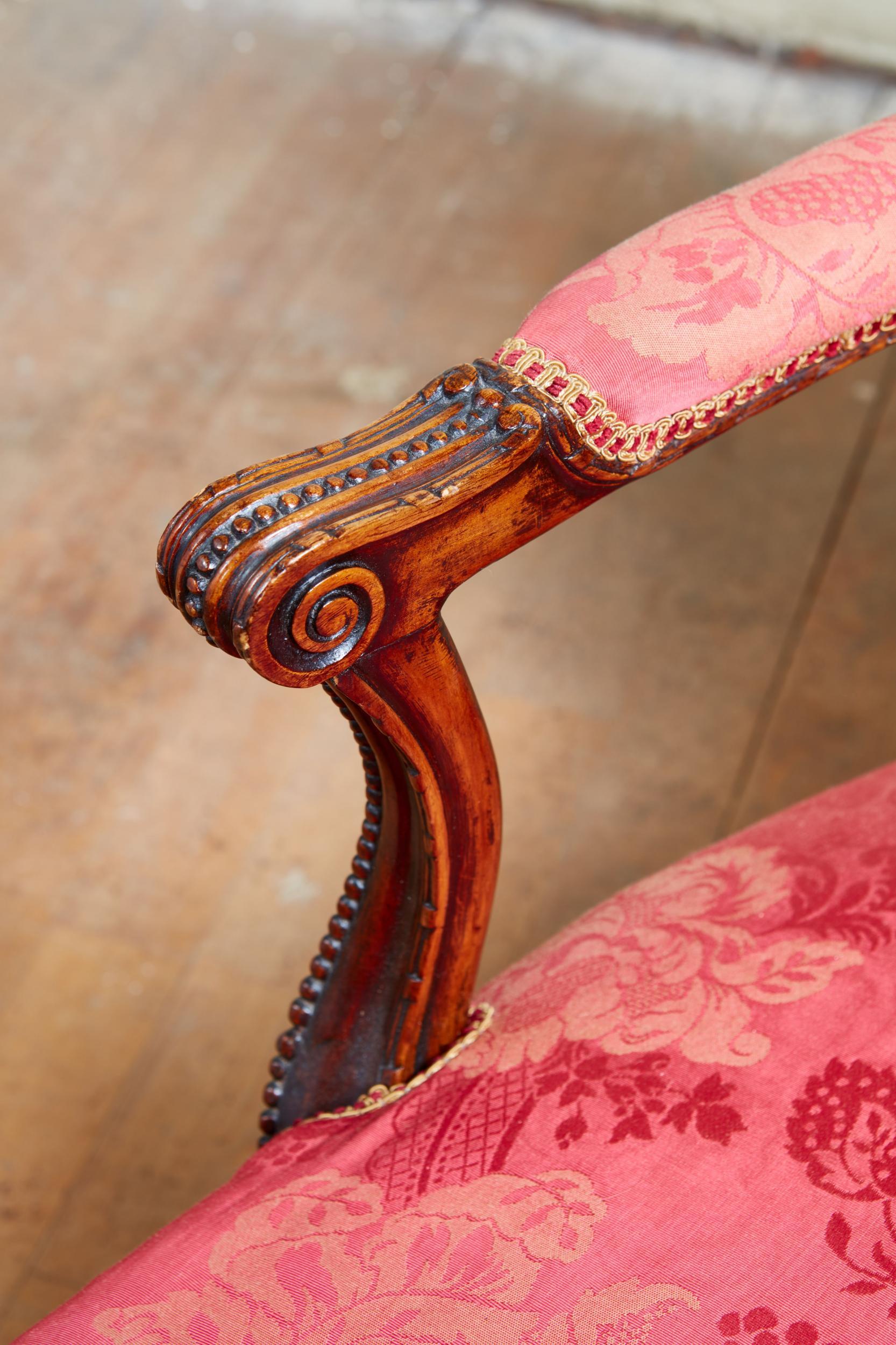 Damask Generous Georgian Armchair For Sale