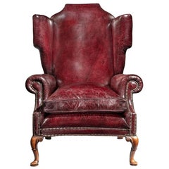 Generous Leather Wing Armchair