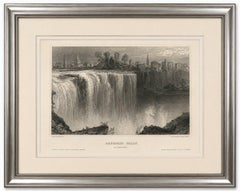Genesee Falls, Rochester – Antique Waterfall Engraving, New York State, ca.1850