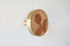 Genesini Floral Wall Hanger in Wood with Gold Rim by Davide Aquini for Portego