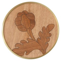 Genesini Floral Wall Hanger in Wood with Gold Rim by Davide Aquini for Portego