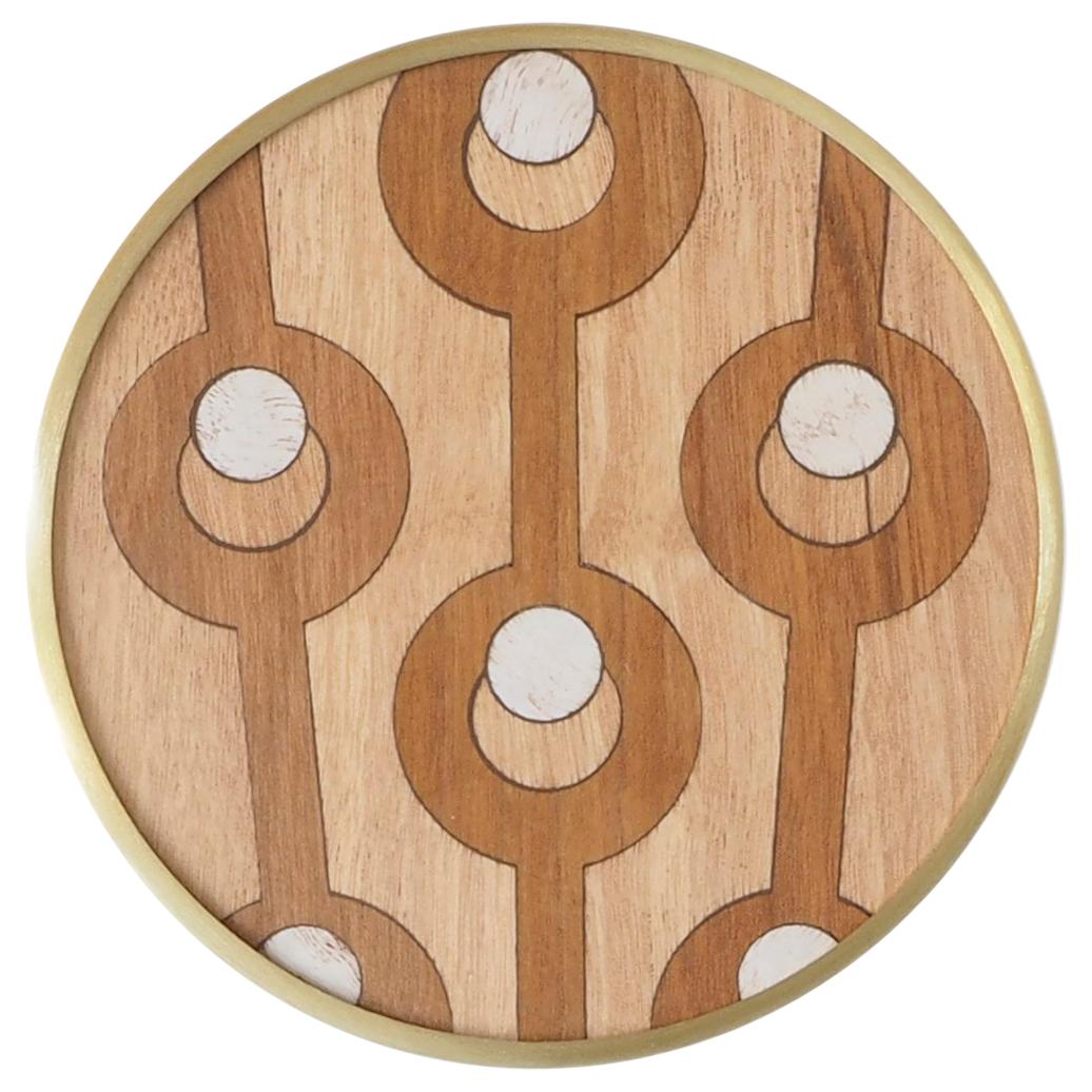 Genesini Wall Hanger in Wood with Gold Rim by Davide Aquini for Portego