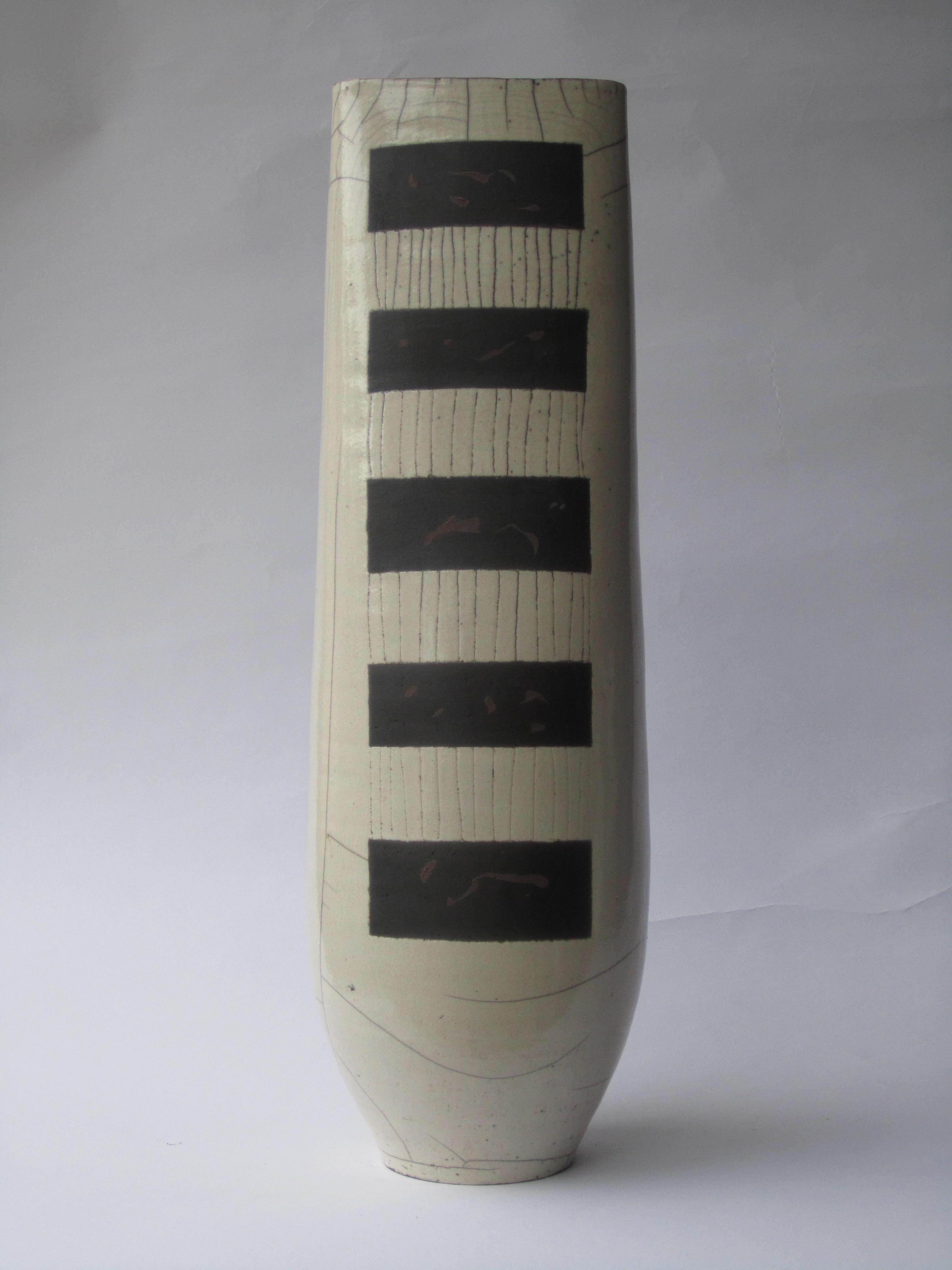 Hand-Crafted Genesis VIII, Raku Fired Vase For Sale