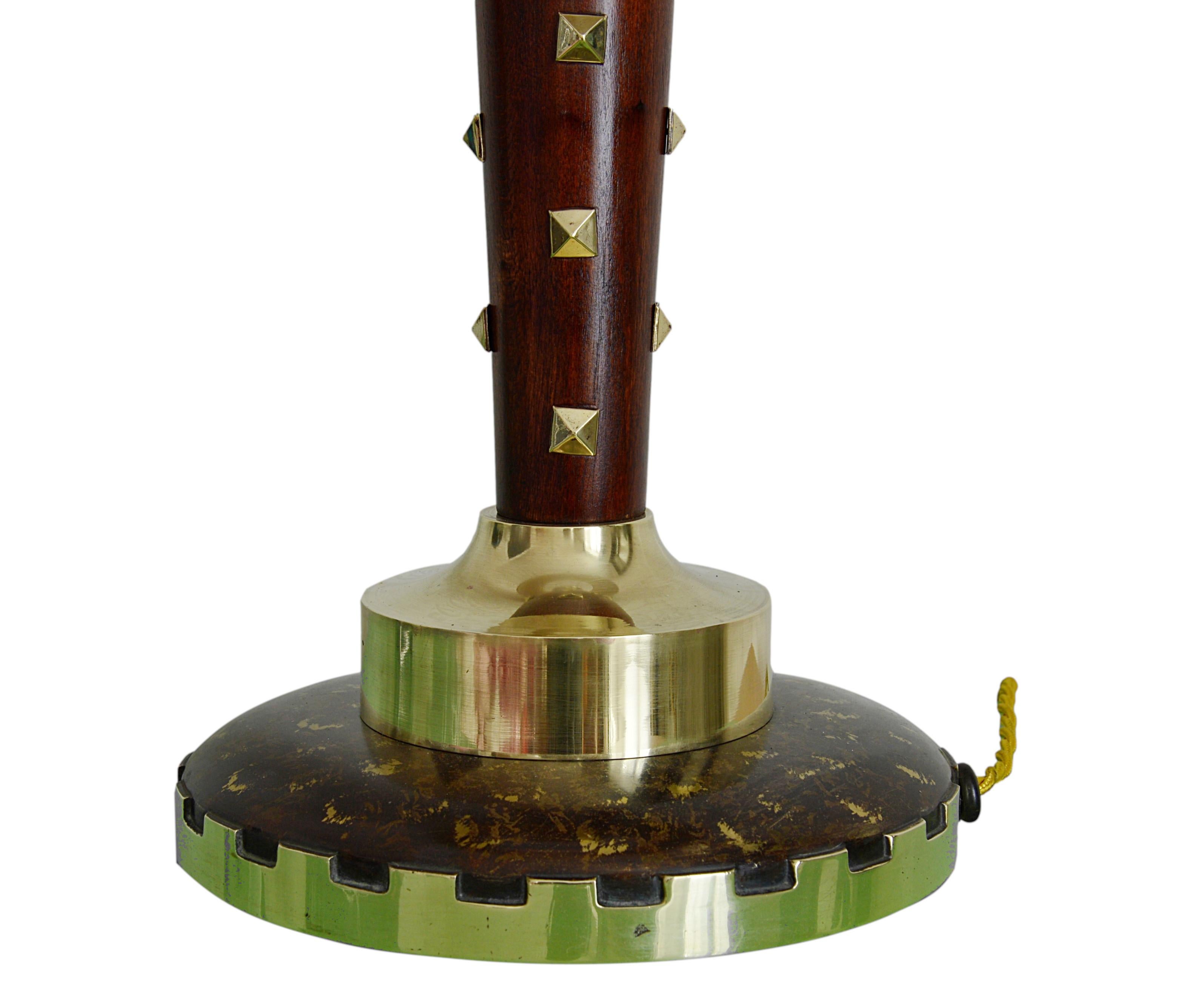 Brass Genet & Michon Large French Art Deco Table Lamp, 1930-1936