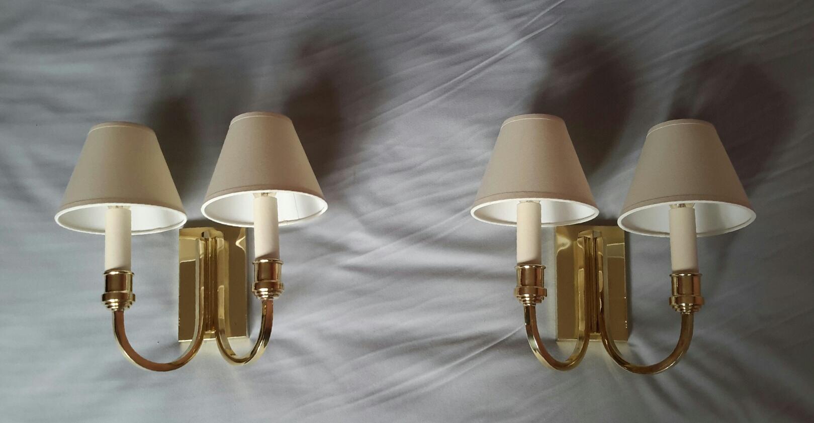 Genet Michon Neoclassical Pair of Gilt Bronze Wall Sconces, France, 1950 7