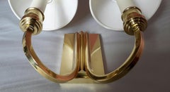 Genet Michon Neoclassical Pair of Gilt Bronze Wall Sconces, France, 1950