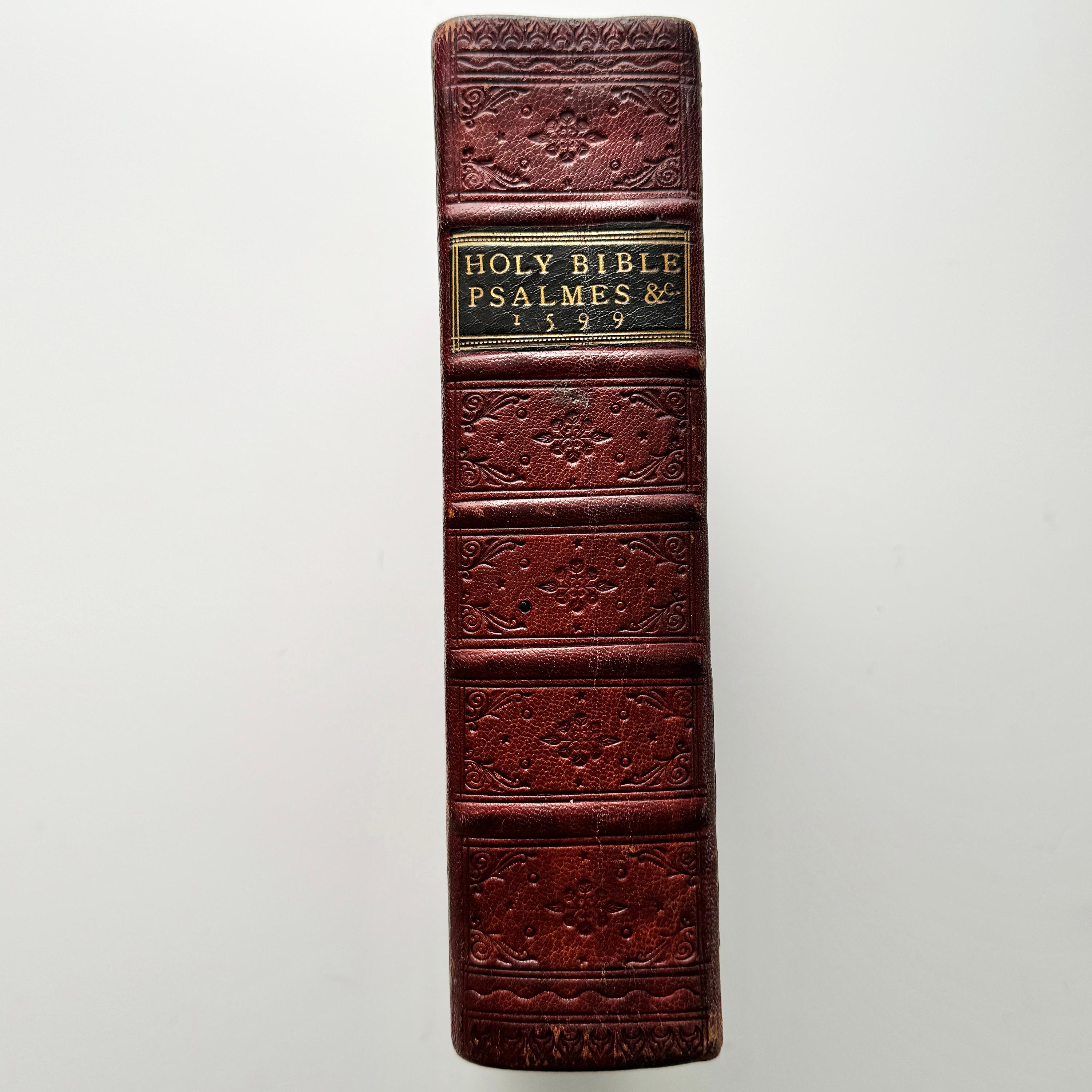 Anglais Bible de Geneva, Christopher Barker, Londres, datée de 1599 en vente