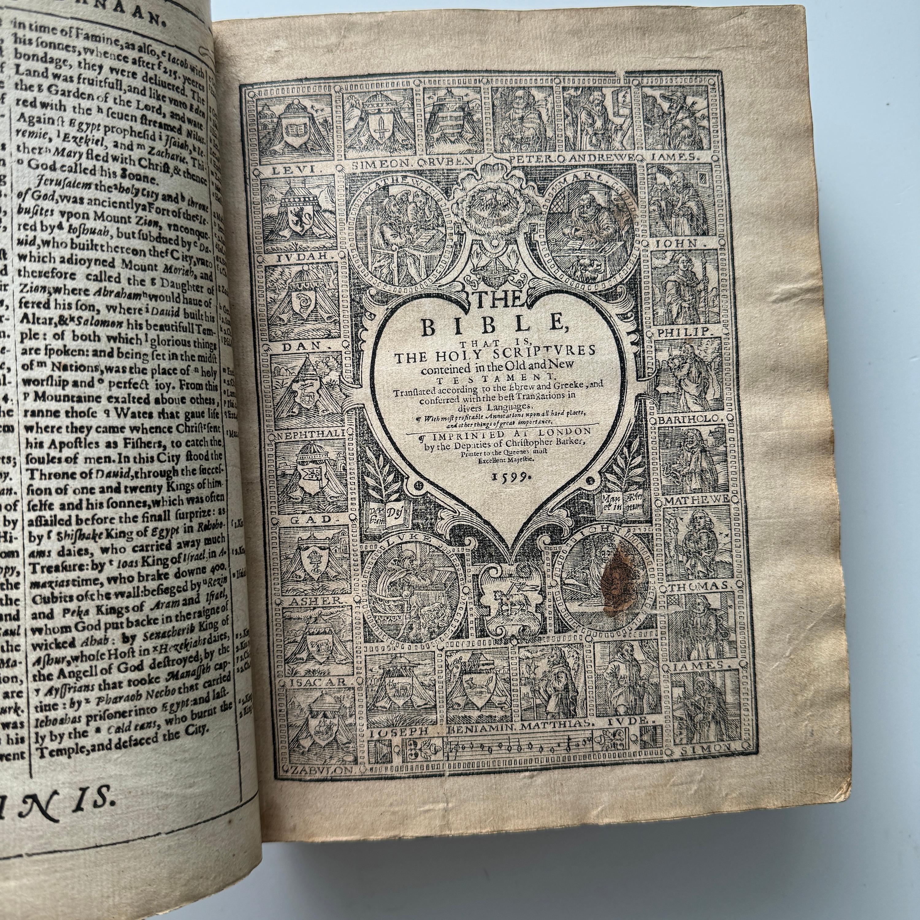 Bible de Geneva, Christopher Barker, Londres, datée de 1599 en vente 3