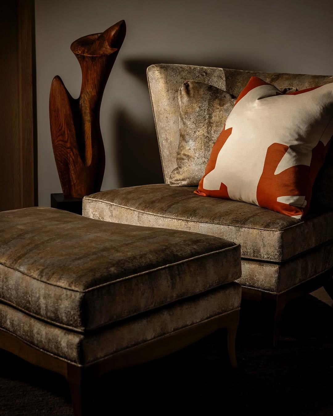 Geneva Club Chair with Ottoman by Donghia For Sale 4