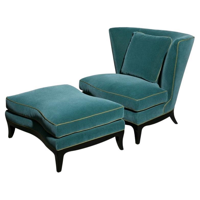 Geneva Club Chair with Ottoman by Donghia