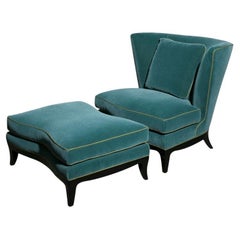 Geneva Club Chair with Ottoman by Donghia