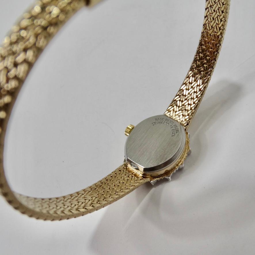Round Cut Geneva Wristwatch 14K Gold