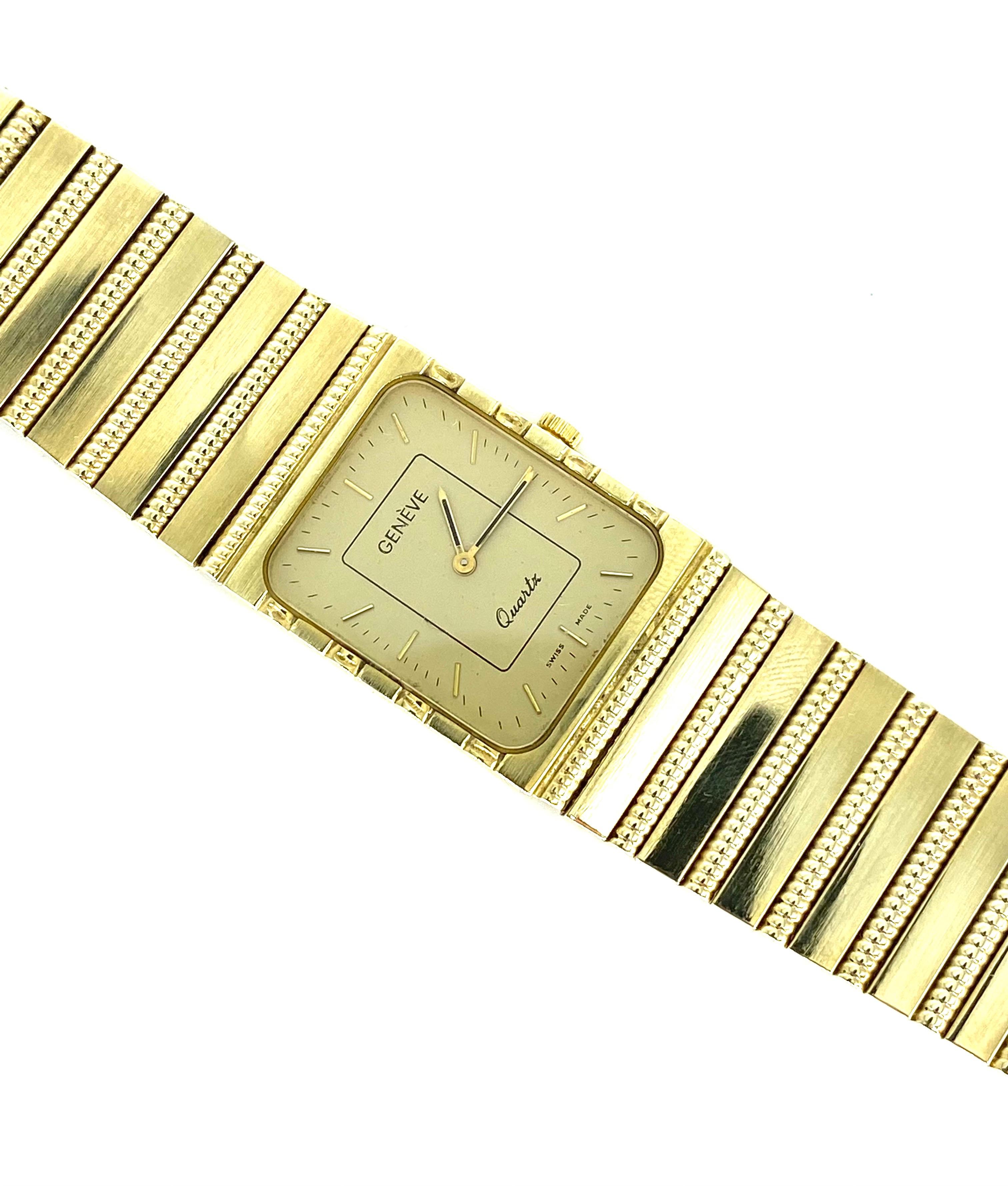 Geneve 14k Gold Fancy Nugget Design Bracelet Montre suisse  en vente 1
