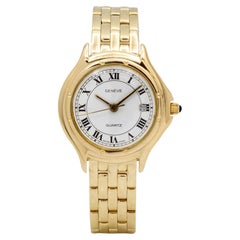 Geneve 26MM Quarz Weißes römisches Zifferblatt 14K Gelbgold Damenuhr