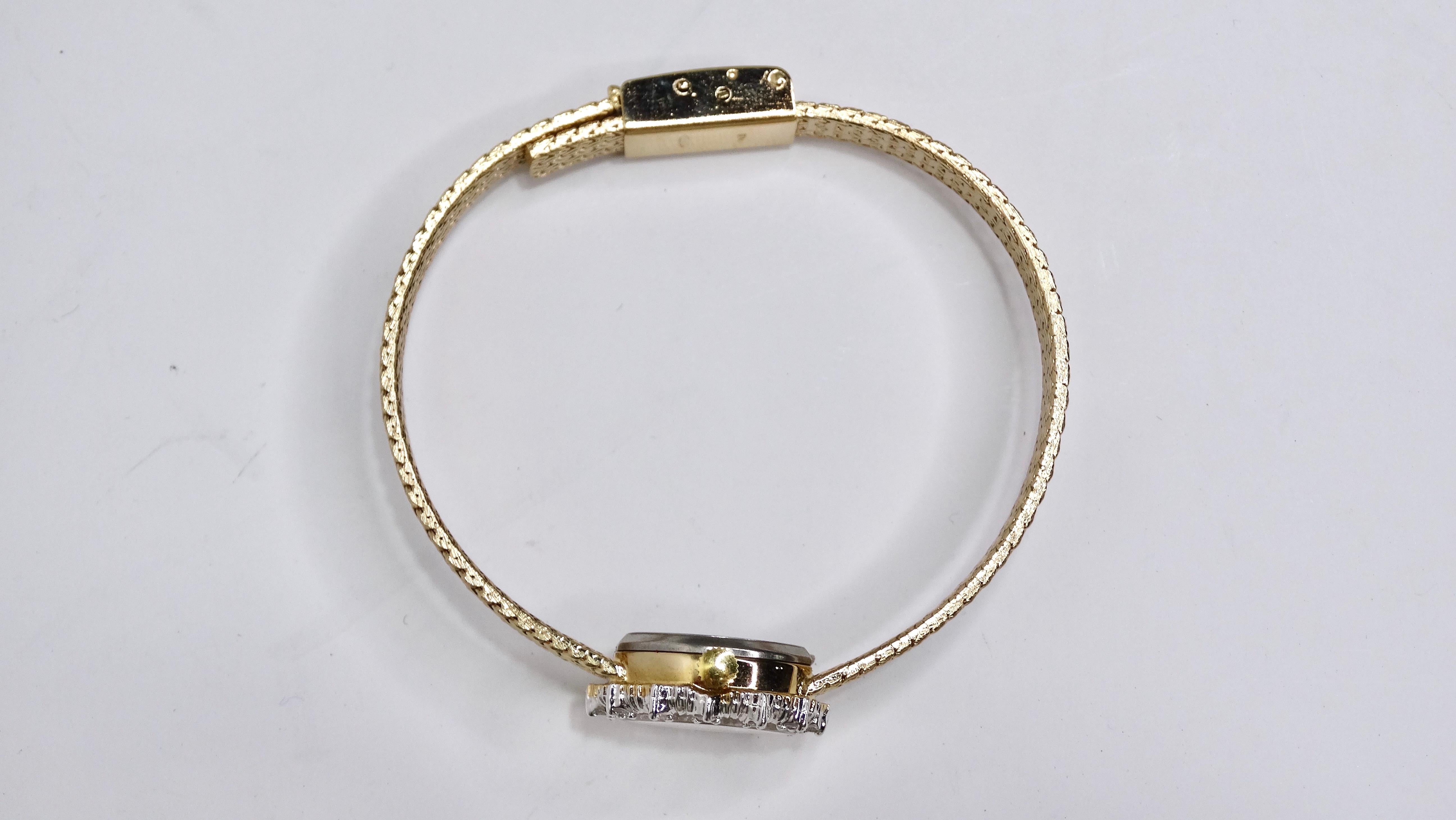 Geneve Diamond 14k Gold Bracelet Wrist Watch In Good Condition In Scottsdale, AZ