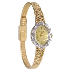 Retro Geneve Diamond 14k Gold Bracelet Wrist Watch