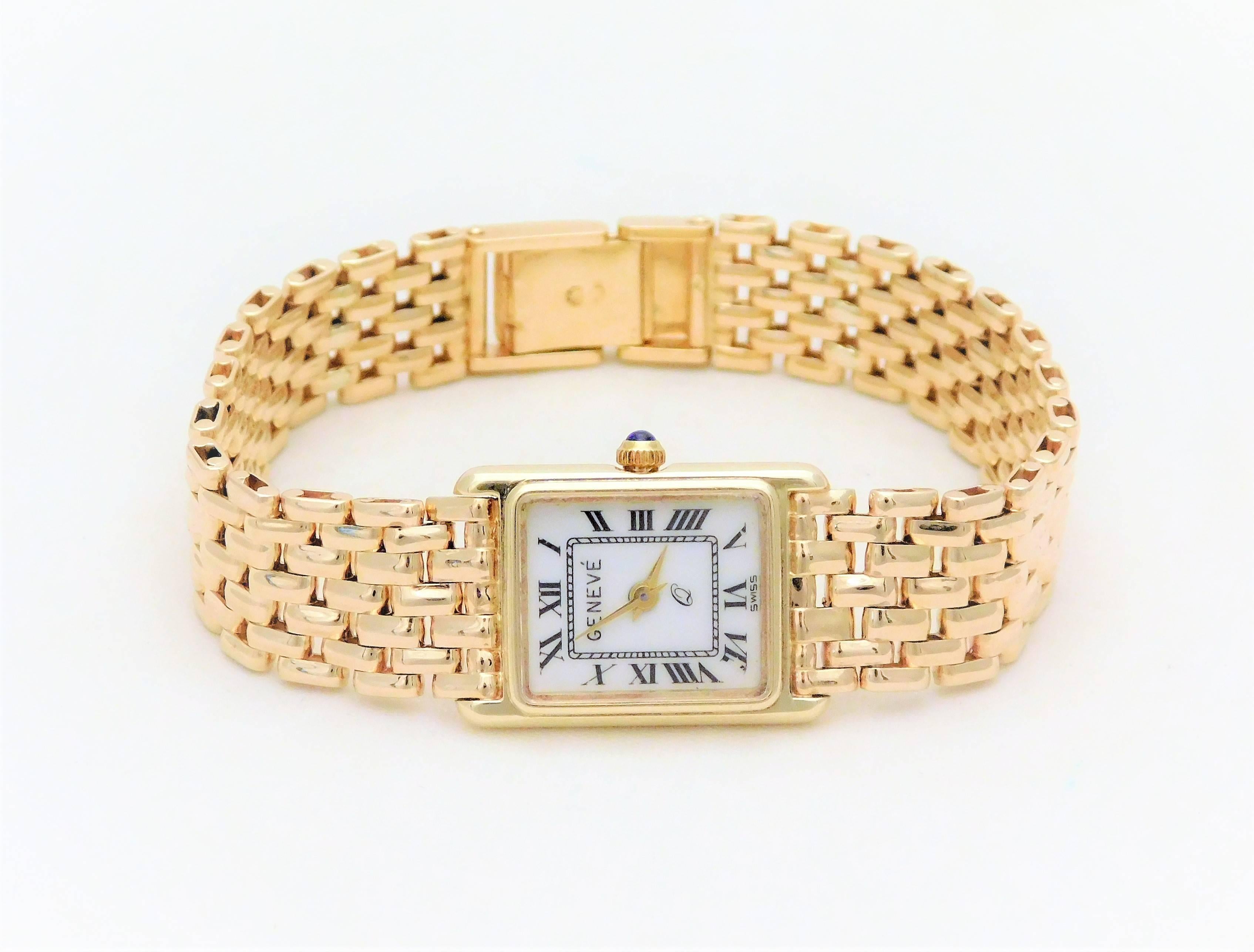 Geneve Ladies yellow Gold Vintage quartz Wristwatch, Circa 1970 6