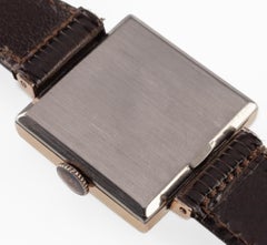 Geneve Men's Art Deco Rose Gold Filled Hand-Winding Watch w/ Leather Band