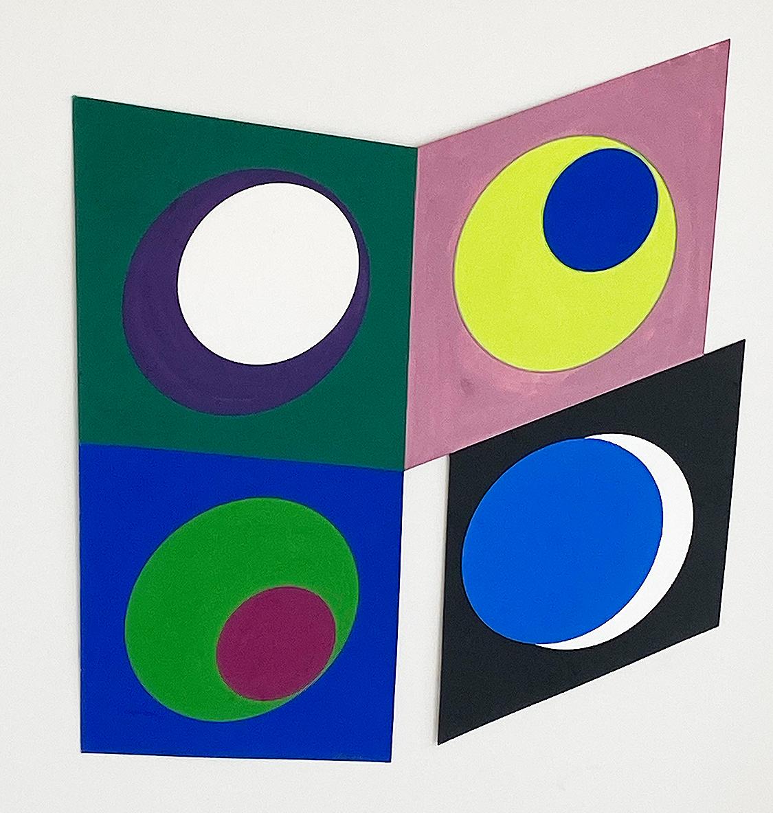 French Original Geometric Abstract Gouache on Paper, Geneviève Claisse, Fr. 1969 For Sale